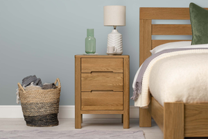 Natural Oak 2+1 Drawer Bedside Table - Style 1 - Standard