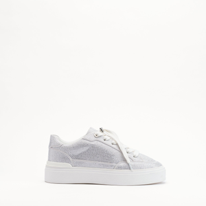 MALLET Lansbury Women's White Silver Sparkle Trainers