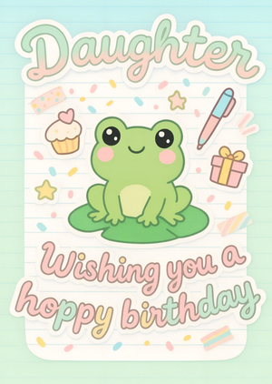 Daughter Wishing You A Hoppy Birthday Cute Frog Card