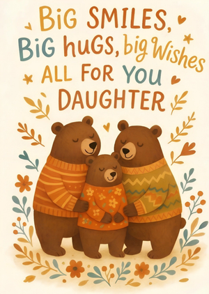 Big Smiles Big Hugs Big Wishes For You Daughter Card