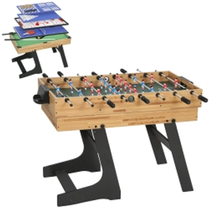 SPORTNOW Mesa Multijuegos Plegable 13 en 1 con Futbolines para Niños Billar Ping-pong Hockey Ajedrez Damas y Backgammon