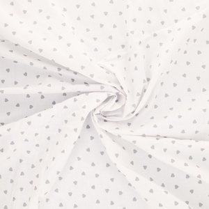Tissu popeline de coton fantaisie - Coeur gris
