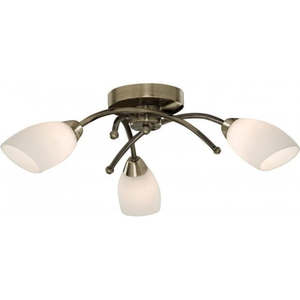 8183-3AB Opera 3 Light Antique Brass Flush With Opal Glass