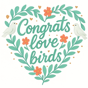 Moonpig Congrats Love Birds Script Typography Illustrated Card