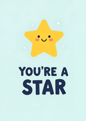 Cute Smiling Star You're A Star Well Done Card