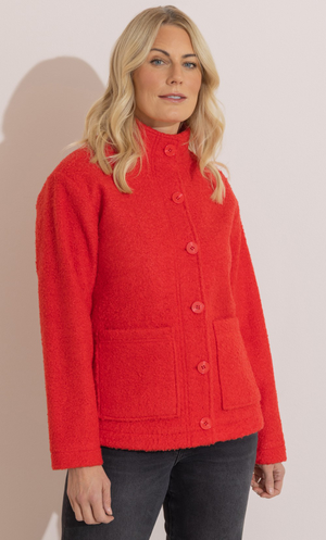 Anna Rose Button Up Boucle Jacket - Summer/Red/