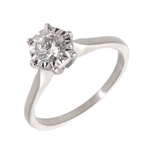 Pre-Owned 18ct Gold 0.34ct Illusion Set Diamond Solitaire Ring