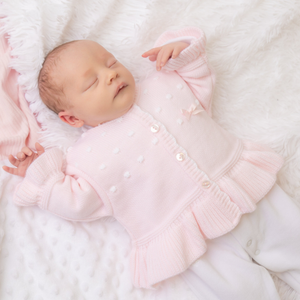 Pink Ruffle Hem Cardigan