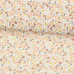Tissu voile de coton fleuri - Violette corail