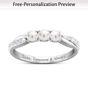 Cultured Pearl Sterling Silver Personalized Ring