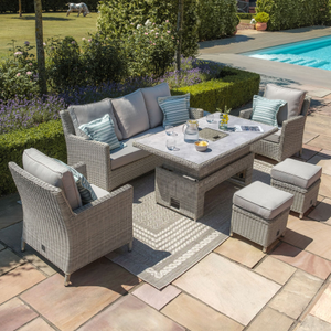 Maze - Oxford Sofa Rattan Dining Set with Ice Bucket & Rising Table - Ceramic Glass