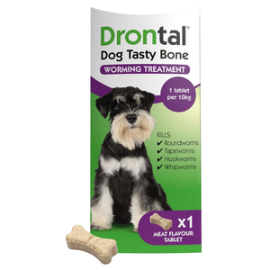 Drontal Tasty Bone Wormer Tablets for Dogs - Pack Size : Single Tablet