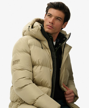 Hooded Mid Length Sports Puffer Jacket