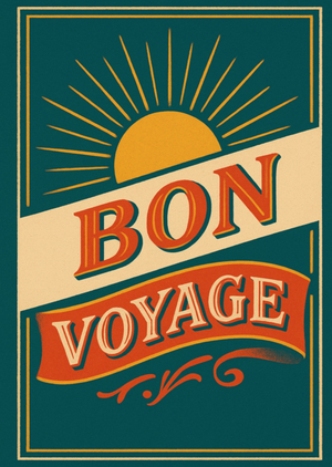 Vintage Sunburst Bon Voyage Card