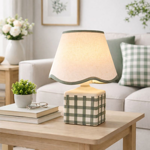 Gingham Green Table Lamp