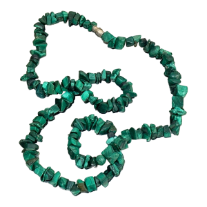 Midcentury Mexican Malachite Bead Necklace