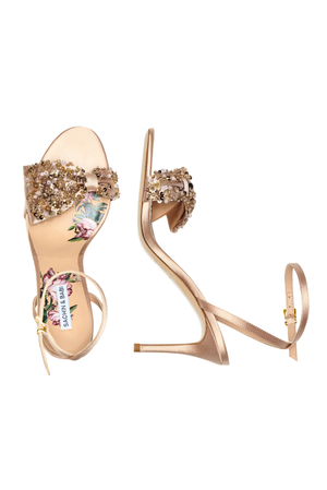 CHELSEA CHAMPAGNE SATIN 3 INCH OPEN TOE PUMP - FINAL SALE