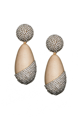 CHRISTINA CLEAR WOOD & GLASS BEADED DROP EARRINGS - FINAL SALE
