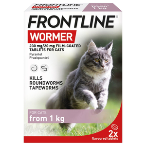 FRONTLINE Wormer 230mg/20mg Film-Coated Tablets for Cats - Pack Size : 2 Tablets