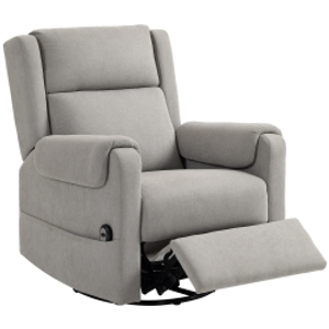 HOMCOM Sillón Relax Reclinable Eléctrico Giratorio y Basculante con Reposapiés Ajustable Mando a Distancia Gris Claro