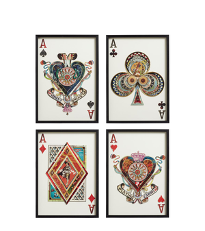 Set of Four Framed Playing Card Ace Collages - Multi