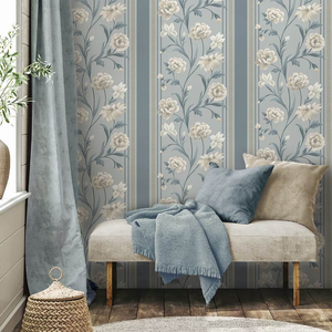 Belgravia Decor Raya Panel Blue/Cream Wallpaper - 758