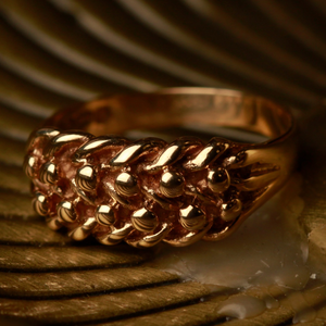 Pre-Owned Vintage 1978 9ct Yellow Gold 2 Row Keeper Ring