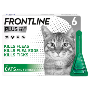 FRONTLINE Plus Flea and Tick Treatment for Cats and Ferrets - Pack Size : 6 Pipettes