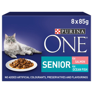 Purina ONE Senior Cat Wet Food Pouches (Salmon & Ocean Fish) - Pack Size : 8 x 85g Pouches