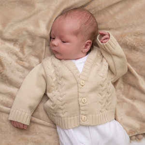 Taupe Double Cable Knitted Cardigan