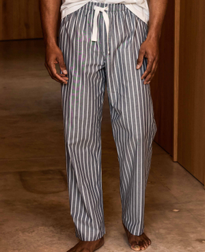 Navy Cotton Striped Lounge Pants