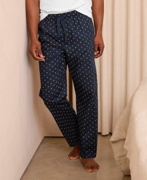 Navy Cotton Fleur De Lys Lounge Pants