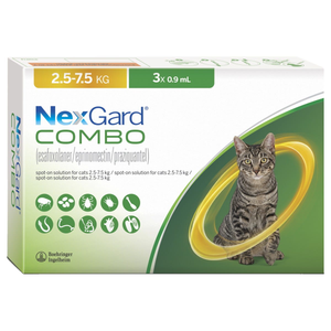 Nexgard Combo 2.5 - 7.5kg Spot-On Solution for Large Cats - Pack Size : 3 Pipettes