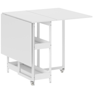 HOMCOM Mesa de Comedor Plegable de Diseño Industrial, para hasta 4 personas, estantes abiertos, flexible, metal, tablero de partículas