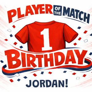 Moonpig Player Of The Match Red Football Shirt Birthday Card