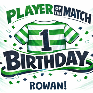 Moonpig Player Of The Match Green & White Striped Football Shirt Birthday Card