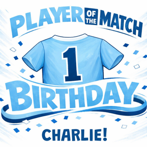 Moonpig Player Of The Match Light Blue Football Shirt Birthday Card