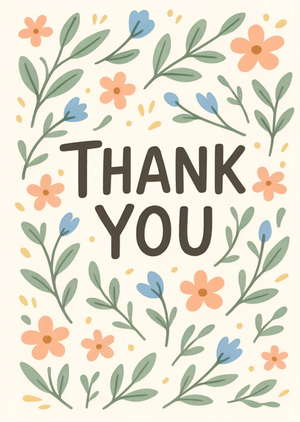 Pastel Floral Illustrated Thank You Card