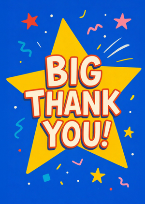 Fun Star Big Thank You Card