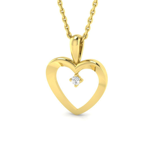 Heart Pendant 0.02ct Diamond 9k Yellow Gold