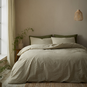 Pineapple Elephant Cotton Rich Woven Stripe Duvet Cover Bedding Set Green