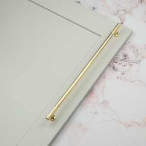 Golden Brass Reeded End Bar Handles & Knob - 320mm Handle