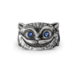 The Cheshire Cat ~ Alice In Wonderland Ring - Silver - Blue Sapphire Women's (M 1/2 (UK))