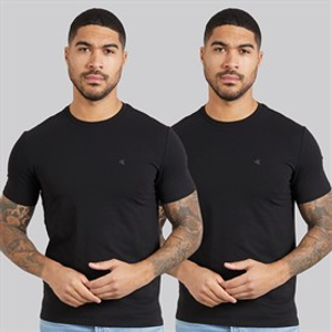 Calvin Klein Mens Two Pack Stretch Slim T-Shirts Black/Black