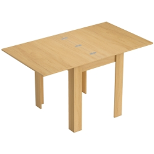 HOMCOM Mesa de Comedor Extensible 70-140x80 cm para 4-6 Personas con Tirador de PU y Almohadillas de Fieltro Natural