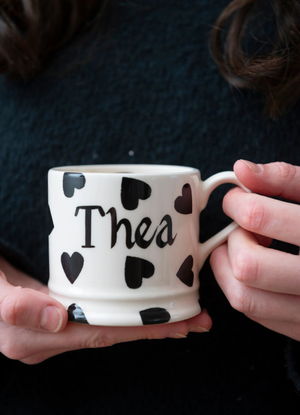 Personalised Black Hearts Small Mug