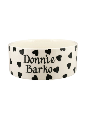 Personalised Black Hearts Large Pet Bowl