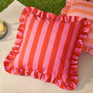 Palm Royale Ruffle 50x50 Outdoor Cushion - Pink & Red