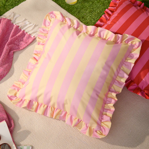 Palm Royale Ruffle 50x50 Outdoor Cushion - Pink & Yellow