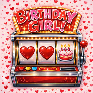 Moonpig Birthday Girl Slot Machine Illustration Card
